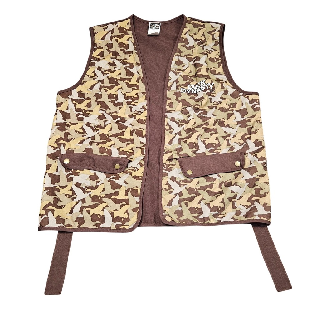 Duck‎ Dynasty Vest OSFM Brown Camo Duck Silhouette Novelty A&E TV Show Hunting